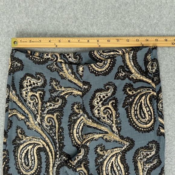 Free People Womens Pants Flare Bell Bottom Linen Blend Paisley Retro Blue Small - Picture 10 of 14